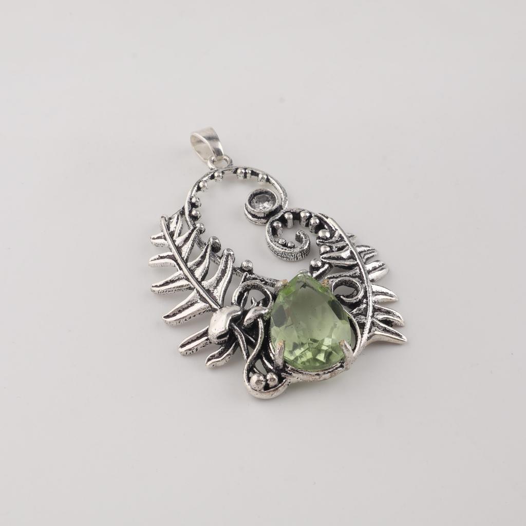Green Amethyst Silver Pendant, 925 Sterling Silver Amethyst Gemstone Jewelry For Wedding Gift CP-42-11