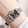 Retro small square plate temperament student watch niche high-end metal mesh belt watch women's quartz watch