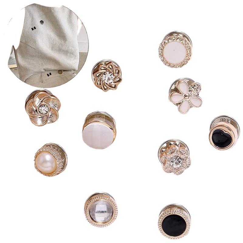 10Pcs Women Crystal Cardigan Collar Brooches Brooch Pin Gifts Shawl  Button Creative Imitation Pearl Jewelry Accessories Corsage