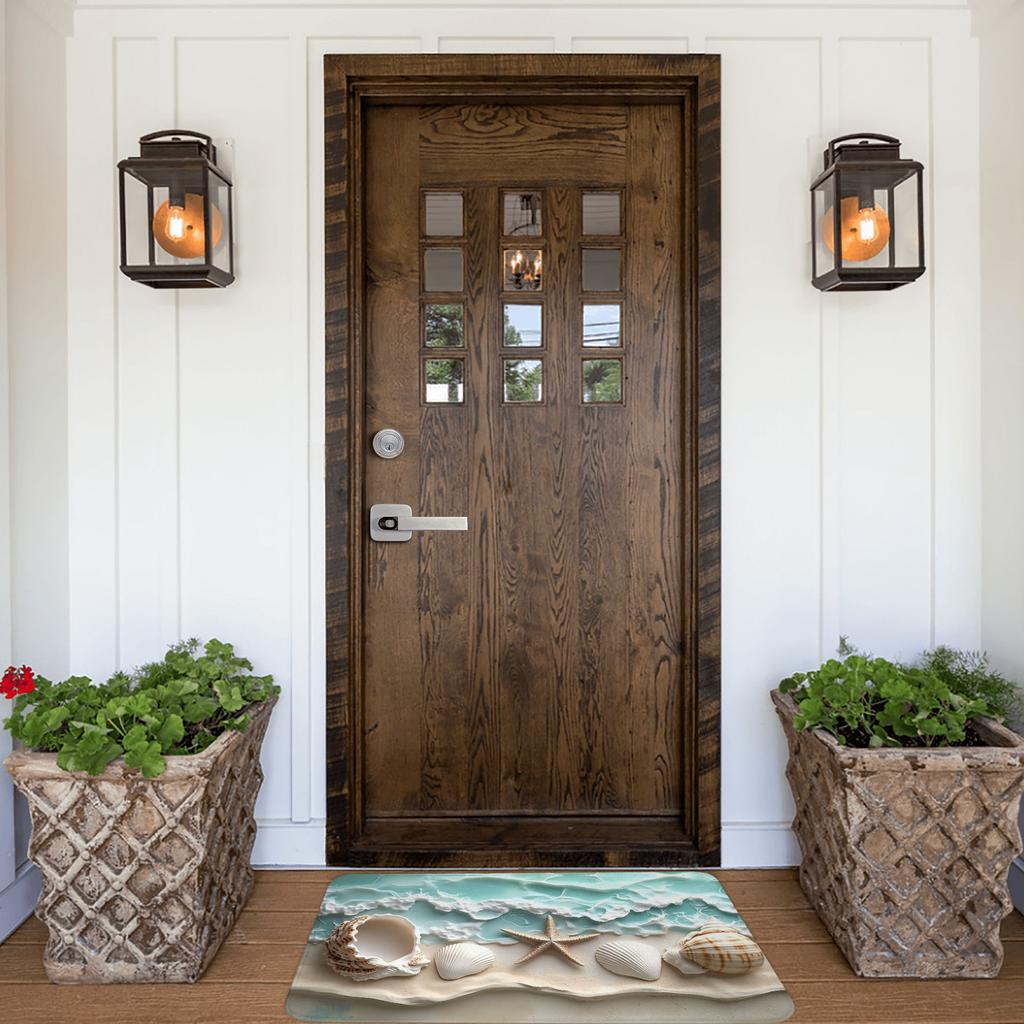 2D Flat Print Ocean Waves Seashells Doormat Non-Slip Entrance Kitchen Bath Door Floor Mats Living Room Carpet Rug