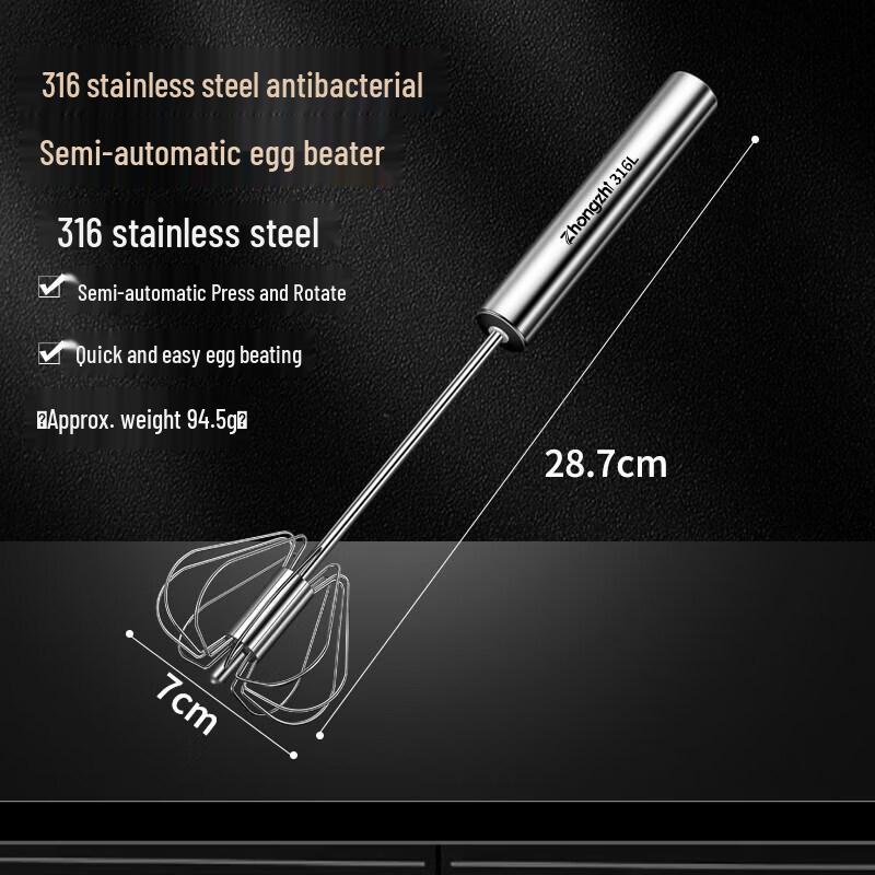 Biaoxing 316 Stainless Steel Handheld Semi-Automatic Egg Whisk