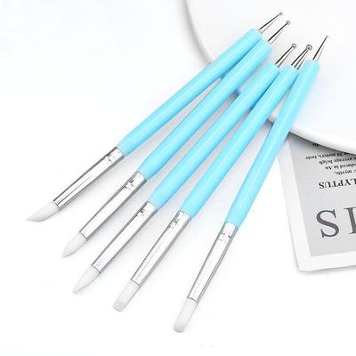 5Pcs Double Head Silicone Carving Pen DIY Ceramic Tool Clay Soft Clay Plastic Knife Carving Pen Nail Tool Drilling Pen Set