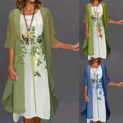 Damen Spitzendruck Cocktailkleid Festlich Brautjungfer Hochzeit Midi Abendkleider Ärmellos Vintage Tüll Cardigan