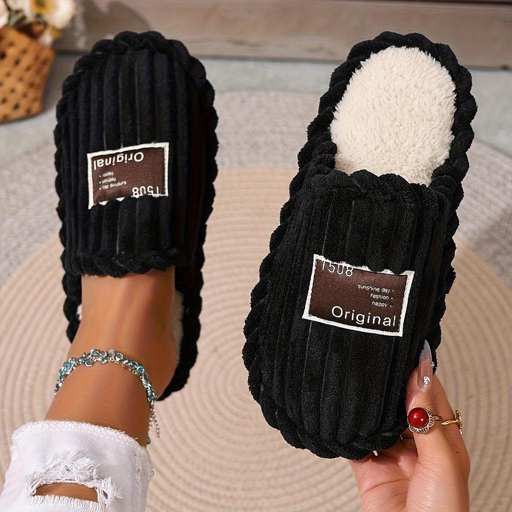 Winter Home New Cotton Slippers, Cross-border Leisure and Comfortable Furniture, Cotton Shoes with Added Velvet On One Foot, Cotton Slippers