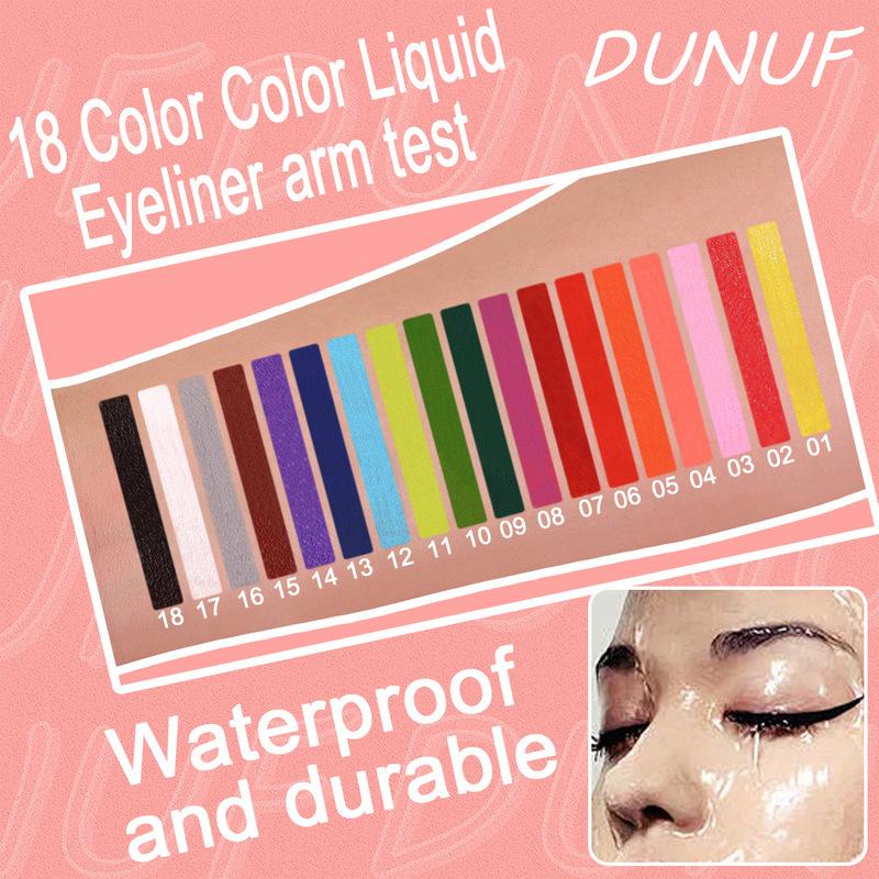 Matte Liquid Eyeliner Pencil 18 Color Waterproof Lasting Quick-Dry Colorful Yellow Blue Pink White Eye Liner Pen Makeup Cosmetic