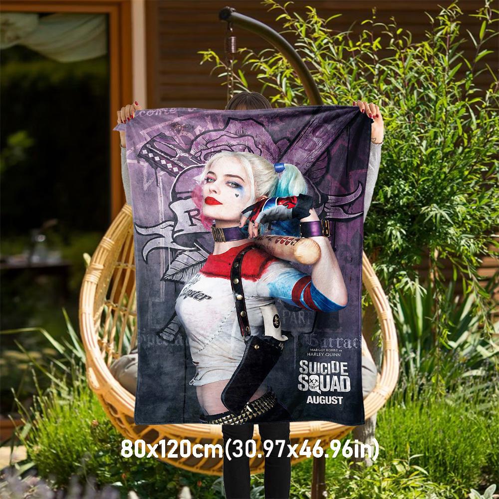 

1PC Suicide Squad Margot Robbie Outdoor Flannel Blanket Soft Plush Decor for Picnics, camping,Bedroom, Playroom, Office1172A 80x120cm(31x47inch)