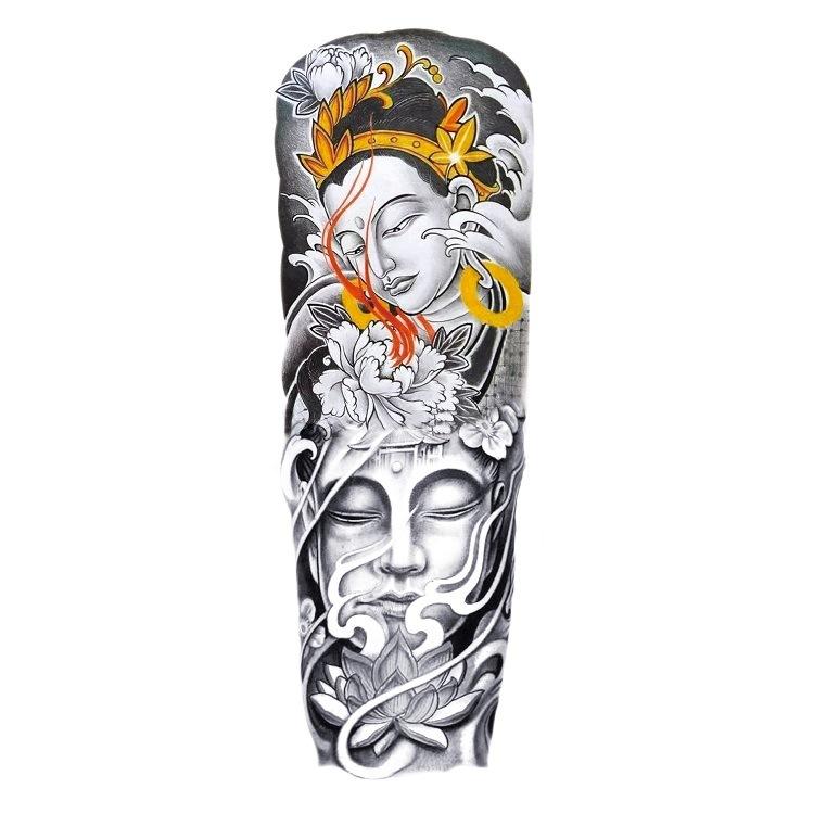 Full Arm Flower Arm Big Pattern Wind Lion Wolf Sexy Simulation Tattoo Water Transfer Tattoo Sticker
