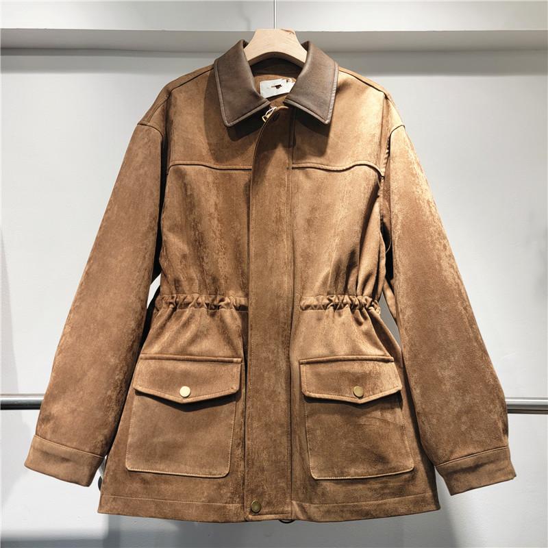 Women's Vintage Collar Zipper Causal Long Sleeve Streetwear Jacket for Fall