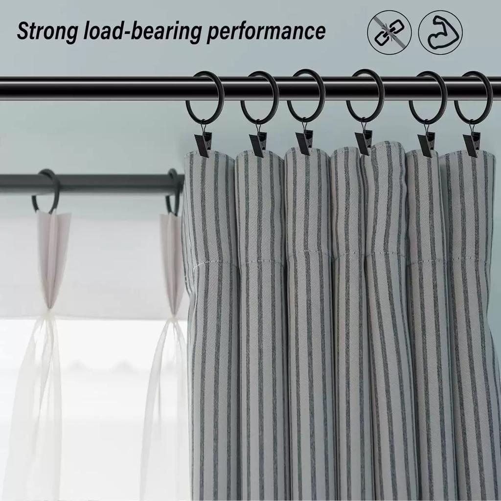 10 Pack Rustproof Drapery Metal Curtain Rings with Clips, Tension Curtain Hangers Clips, Decorative Curtain Rod Window