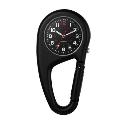 Karabineruhr, Clipuhr, Schlüsselanhänger, Karabineruhr, wasserdicht, leuchtend, analoge Anzeige, Taschenuhr, Krankenschwesteruhr, schwarz, für Sport, Klettern, Camping, Outdoor