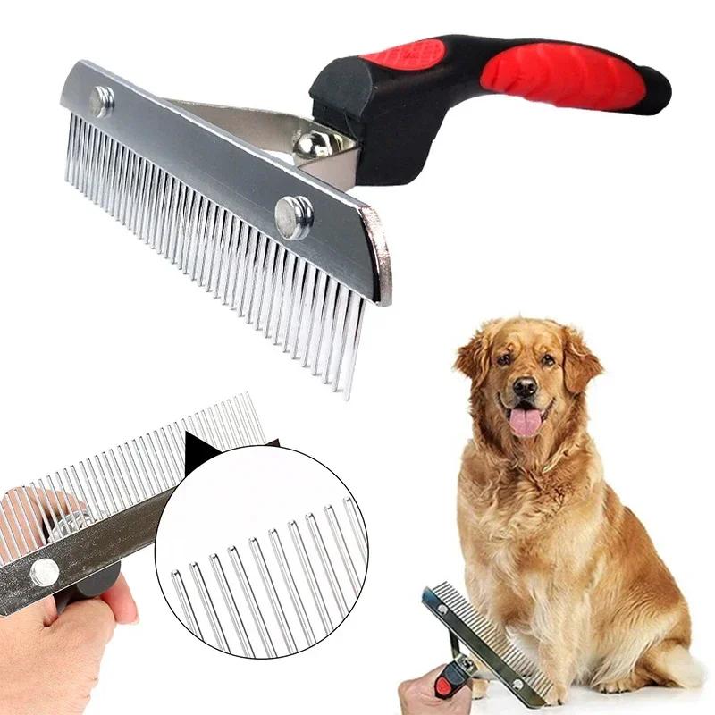 Pet Dog Cat Professional Grooming Long Hair Fur Rake Stainless Steel Pins Brush Comb Tool Undercoat Rake Comb Hair Removal Tool