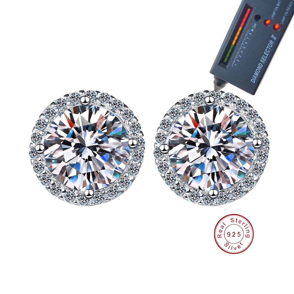 Exquisite Silver S925 Round D Color 1-3 Carat Moissanite Earrings for Fashion Women Weddings Stud Earrings Jewelry