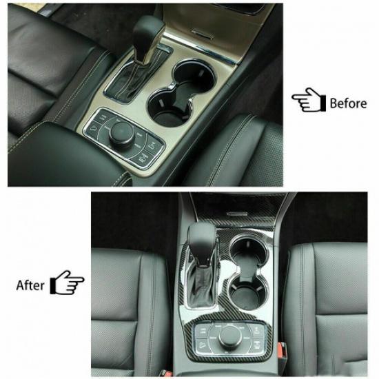 For Jeep Grand Cherokee 16+ Gear Shift & Cup Holder Center Console Stickers Trim
