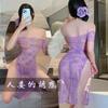 Sex underwear lace long dress uniform purple dress pure desire qqny938