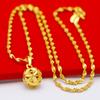 Saudi Gold Plated Necklace For Women Round Ball Water Drop Bead Pendant Necklace Accessories Banquet Party Gifts