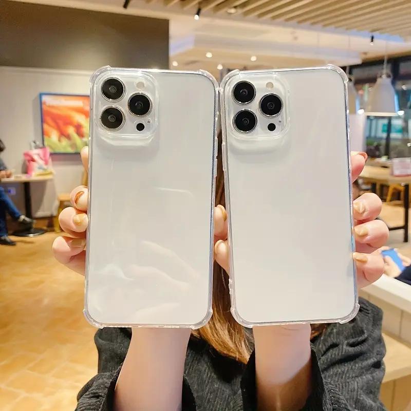 New iphone16 transparent mobile phone case apple 15/14/13 promax four corners anti-drop fine hole all-inclusive soft case