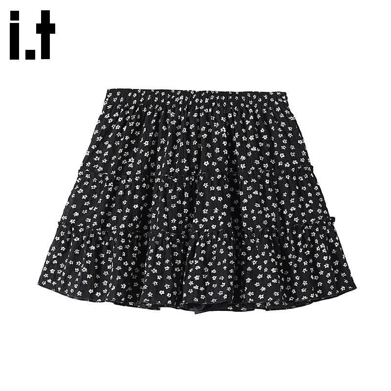 Women s Sweet Floral Ruffle Skirt S
