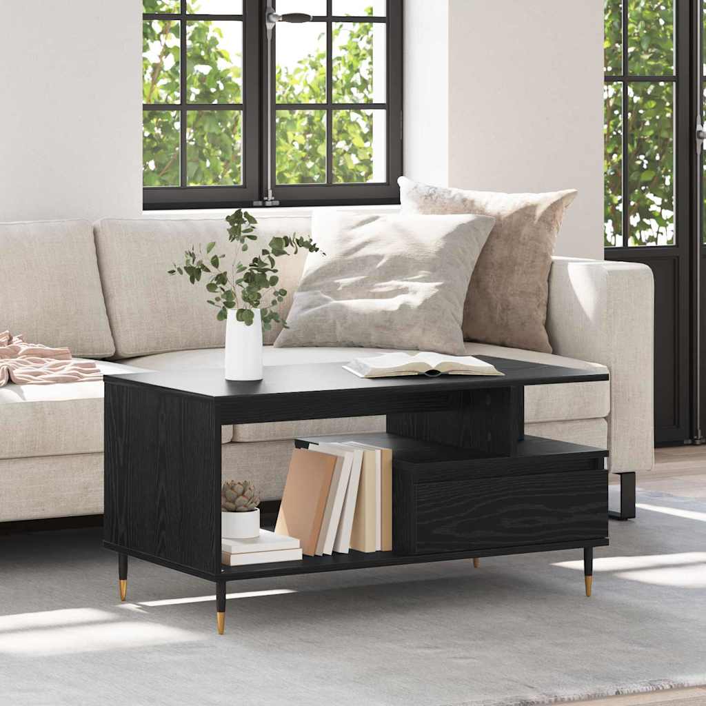 Coffee Table Black Oak Look 90 x 49 x 45 cm Engineered Wood