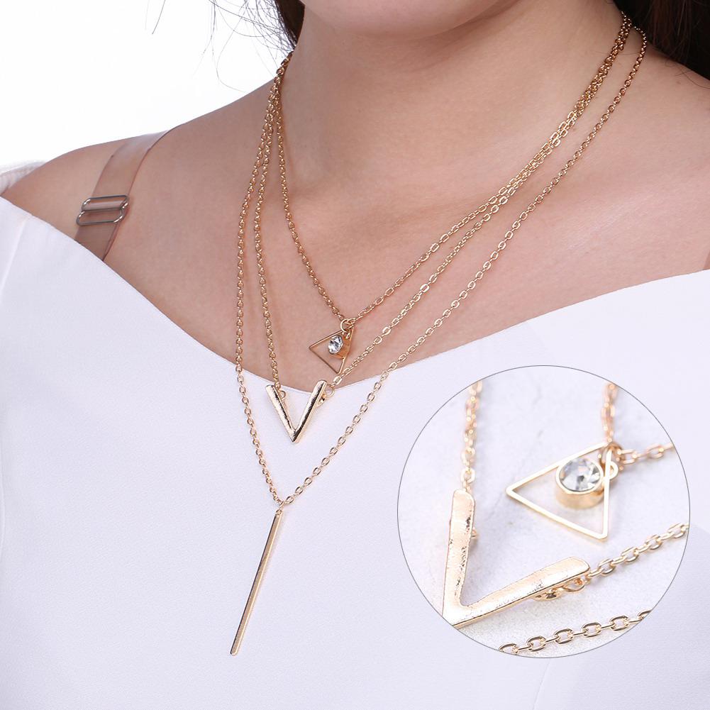 Fashion Lady Women Jewelry Multi layer Necklace Clavicle Chain Collar Pendant Accessory