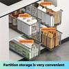 Pull Out Kitchen Storage Basket with Rails Carbon Steel Rustproof Pantry Organizer Cabinet Organizer Rack for Under Sink Estante