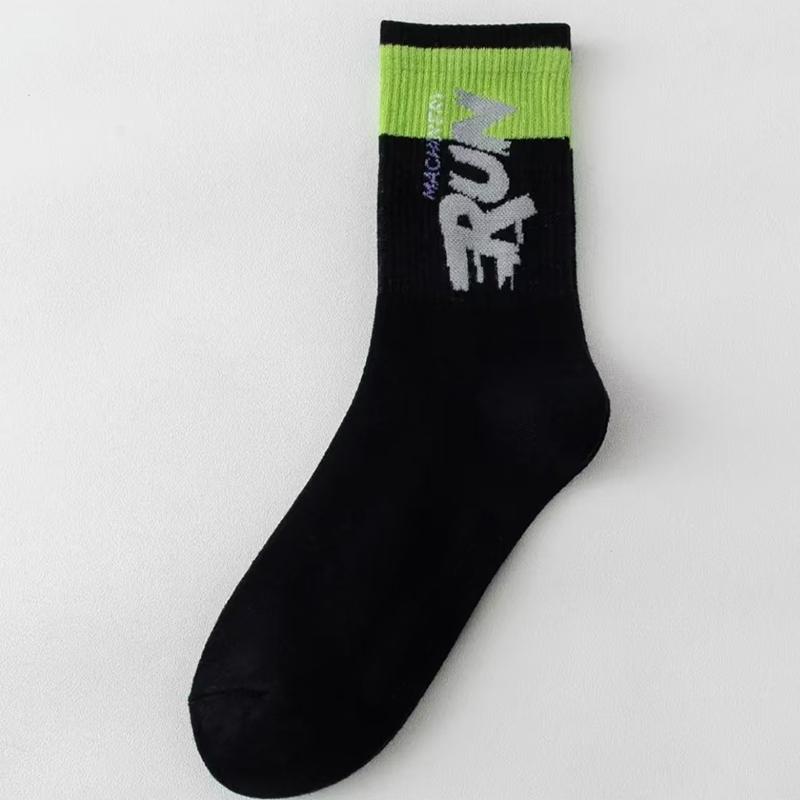 

Sport Socks Breathable Sweat-absorbing Running Basketball Socks Quick Dry Outdoor Sport Trend Mid Calf Cycling Socks чёрный