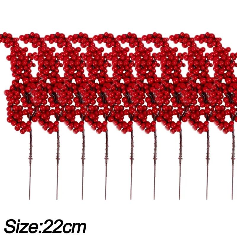 1-10 bucăți de Crăciun ramuri de fructe de pădure roșii de Crăciun, flori artificiale, coroană de bricolaj, cadou, ornament pentru brad de Crăciun, decorare pentru masă de Anul Nou