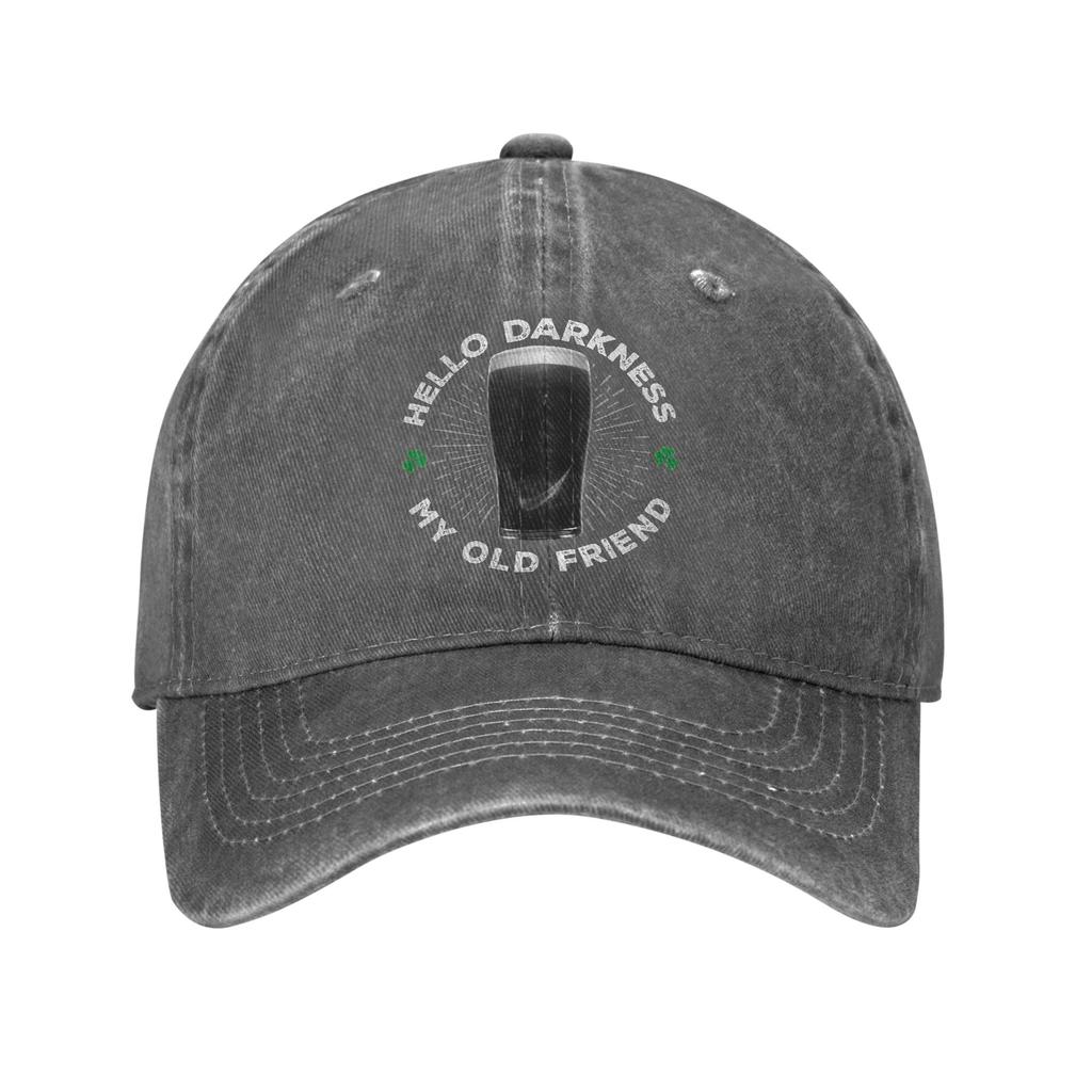 Vintage Hello Darkness My Old Friend Funny  Baseball Cap Unisex Women Distressed Headwear St Patricks Day Stout Outdoor Soft Hat
