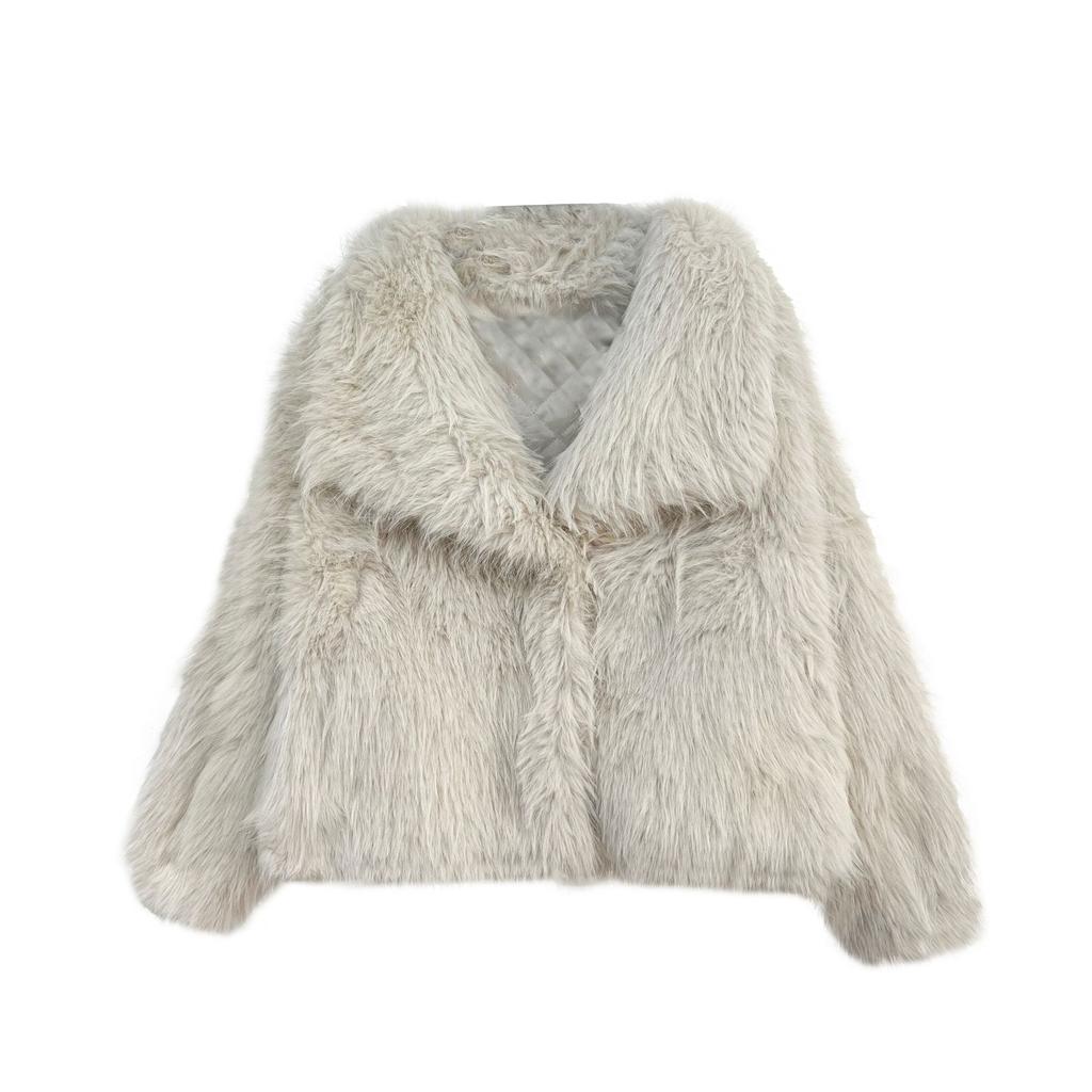 [9Stunden] Ausländischer High-End-Pelz Damen 2024 Winter Outer Revers Plüsch Strickjacke Top Damen m11176