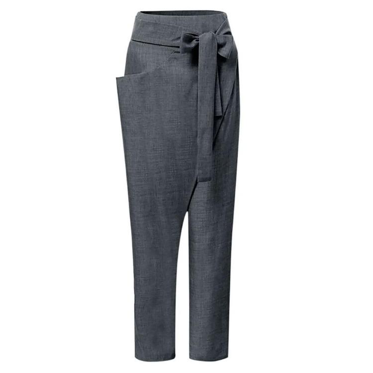 Hohe Taille Lässige Haremshose für Damen Übergröße Lockere Hose Einfarbige Asymmetrische Einseitige Tasche Mode