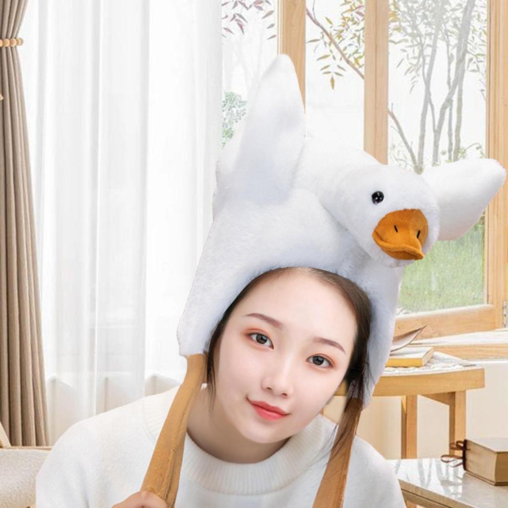 Goose Headwear Soft Plush Animal Hat Funny Costume Cap for Christmas Halloween Carnival Party Dress Up