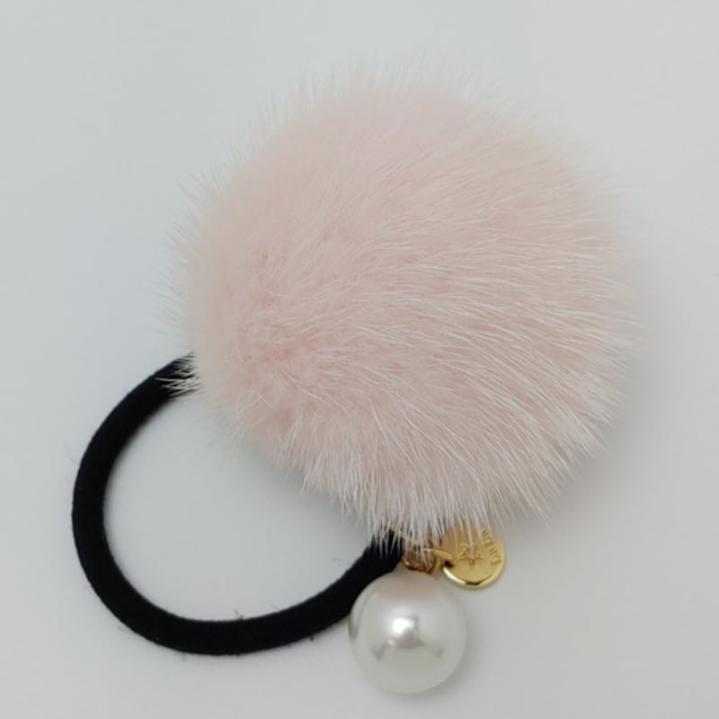 LALA Natural Mink Ball Hair Band - Pink