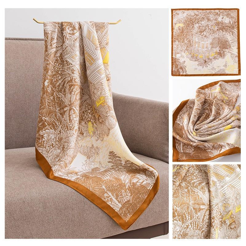 90cm Large Square Scarf Silk With High-end Feel Imitation Women's Summer Thin Versatile Sun Protection Shawl Women