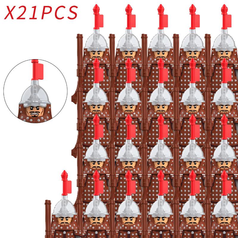 Ming Dynasty Soldiers Weapons Action Figure Accessories Helmet Armor Medieval Building Blocks Bricks Toys For Children Gifts