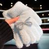 Cute Sweet Bow Plush Gloves Cold-Proof Gloves Student Winter Warm Five-finger Gloves Women Fashion Accessories Christmas Gifts