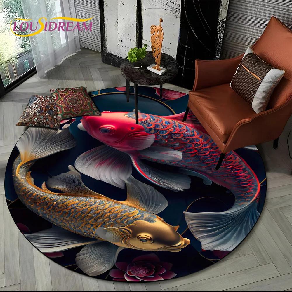 3D Yin Yang Tai Chi Round Area Rug–Symbolizing Balance, Circular Carpet for Living Room or Bedroom–Non-Slip Floor Mat, Zen Decor