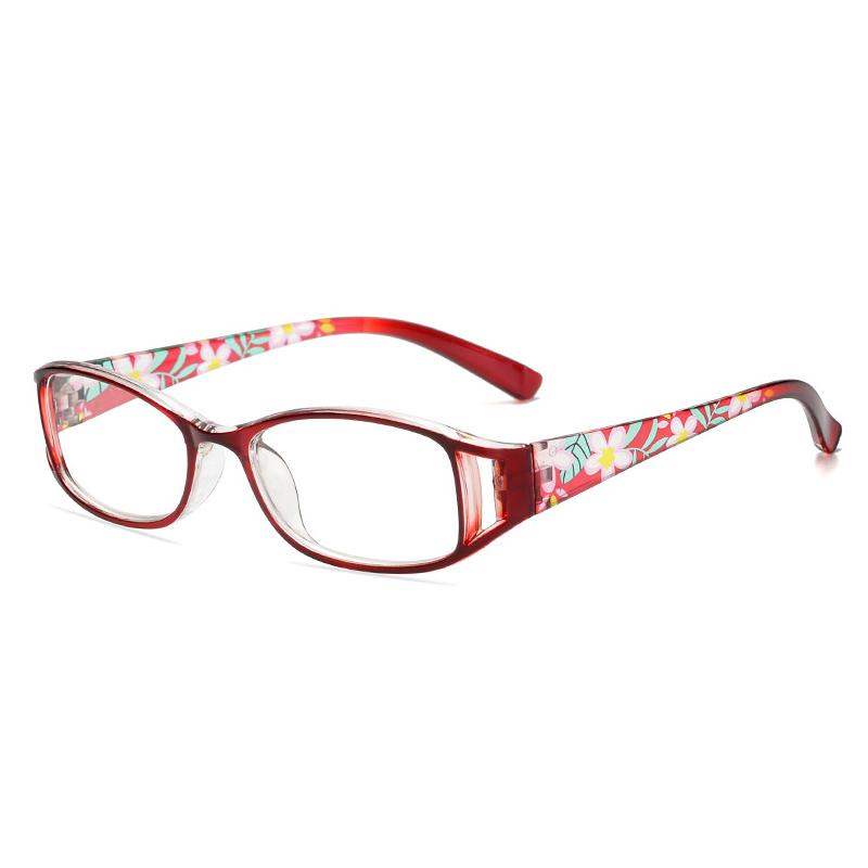1PC Premium Classic Rectangle Reading Glasses - Floral Temples, For Middle-Aged/Elderly/Men/Women/Students/Teachers, Casual & Business Use