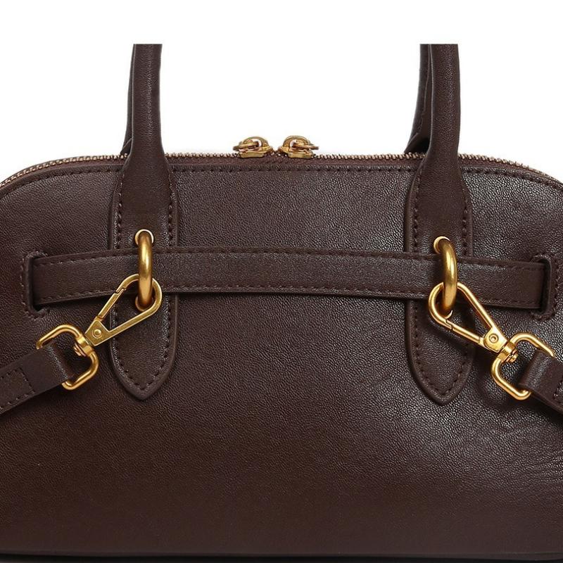 Luxury Brand Genuine Leather Women Handbags Fashion Gold Buckle Shoulder Bags Women Retro Cowhide Boston Bags Lady