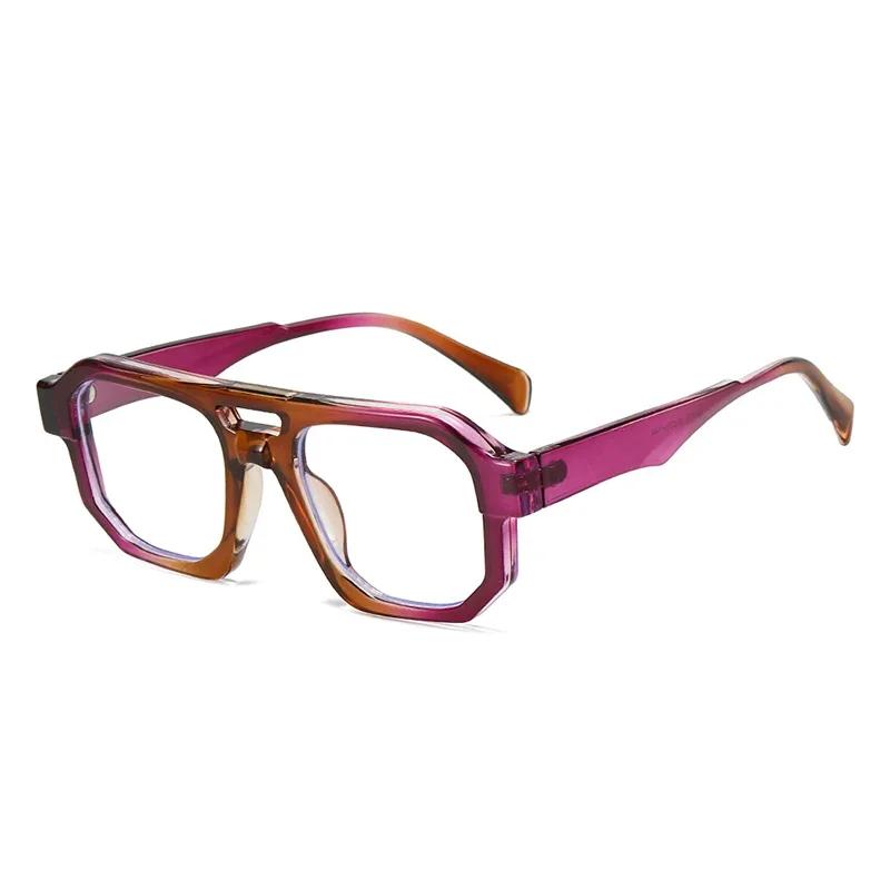  Double Bridges Square Women Gradient Purple Multicolor Sunglasses Fashion Frame Men Retro Punk Sun Glasses Shades UV400