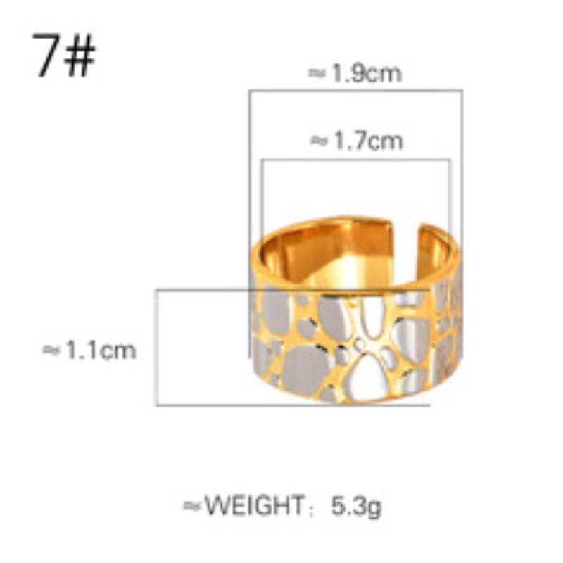 Stainless Steel Metal Wide Double Color Statement Ring for Women 18K PVD Plated Personalized Temperament Jewelry Gift