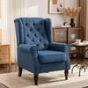 Lounge Chair, Upholstered Armchair, Wooden Legs, 74 x 86 x 102 cm, Blue