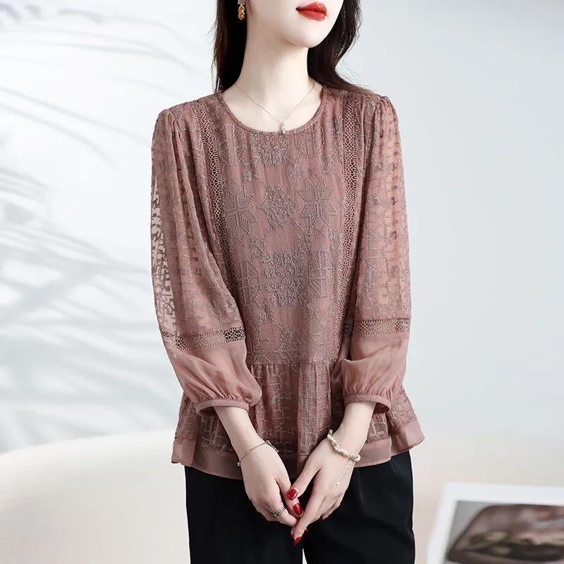 

Женская футболка большого размера «Темперамент» на весну и лето, повседневные топы с вышивкой для женщин среднего возраста 5XL