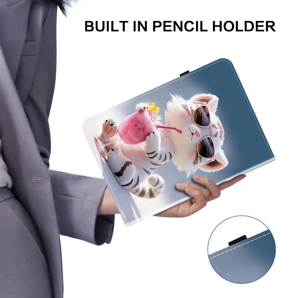 For iPad Pro 13 (2025)/13 (2024) Leather Case Pattern Printed Stand Tablet Cover with Card Slots