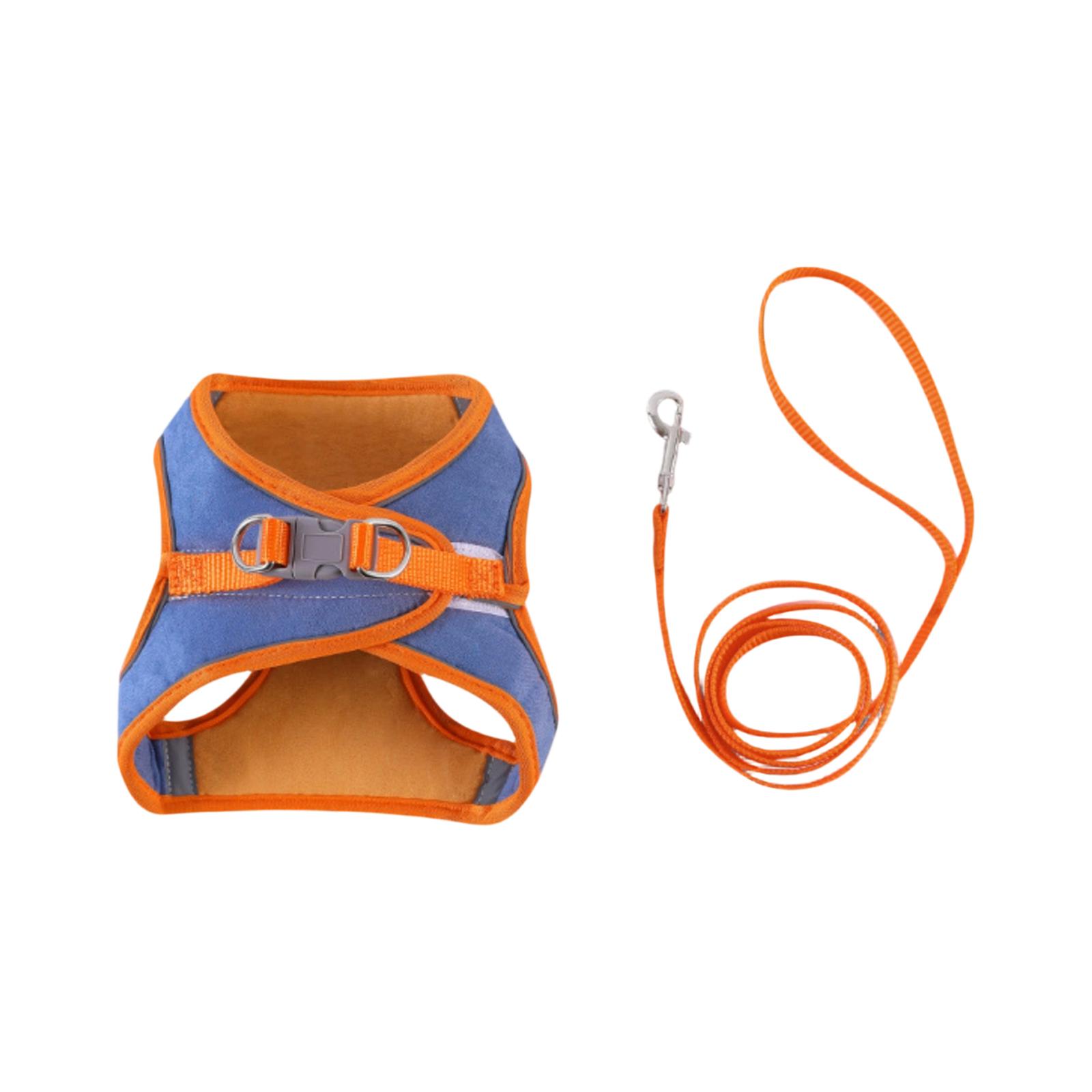 

Adjustable Cat Harness Vest with Leash Set Soft Breathable Mesh Material Lightweight Secure Fit for Small Pets Walking Training S оранжевый