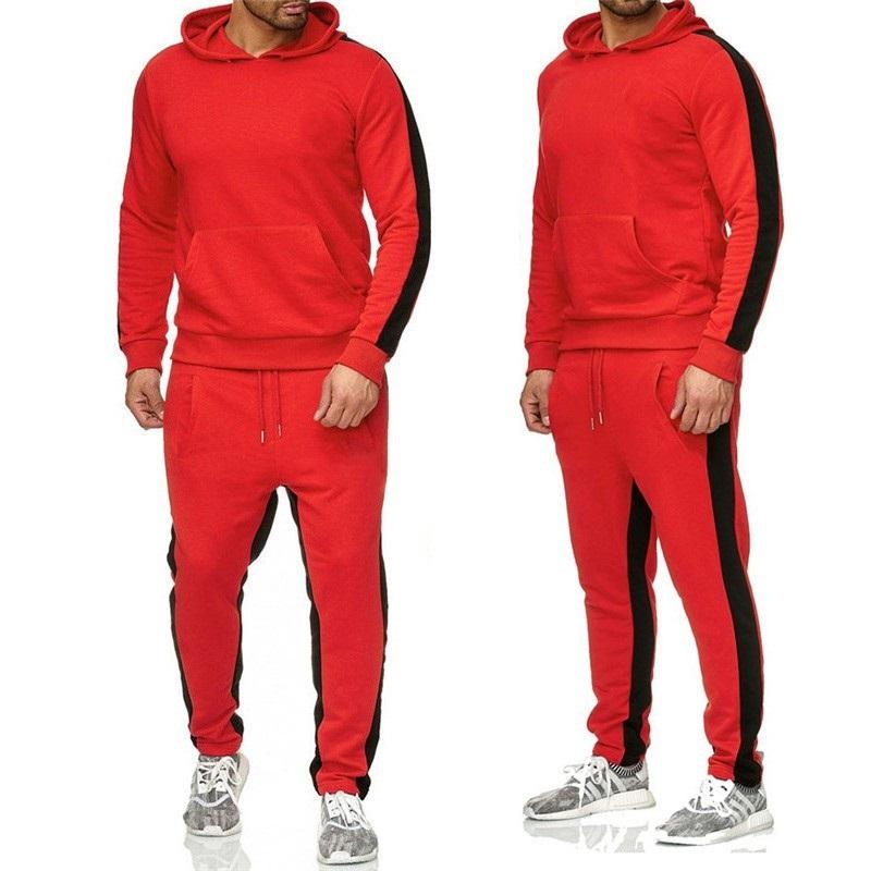 Herren Zweiteiliger Trainingsanzug Hoodie und Jogginghose mit Seitenstreifen