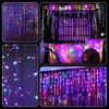 Solar Ice Strip Curtain Lights Waterproof String Lights 8 Modes Wedding Party Indoor and Outdoor Fairytale Decoration Lights