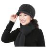 Elegant Winter Woolen Hat & Scarf Set for Women: Warm, Thick Knit with Ear Protection, Perfect for Middle-Aged & Elderly Ladies.