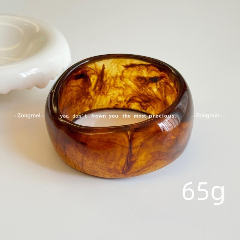 Velký nepravidelný mramorový vzor akrylový náramek - Výrazný francouzský široký čtvercový pryskyřičný šperk.