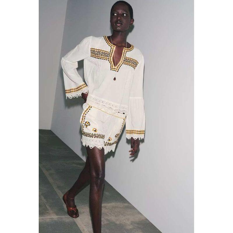 Za Autumn New Women Clothes 2025 Western Style Fashion Simple Embroidery Shirts Shorts 2903241 2903242