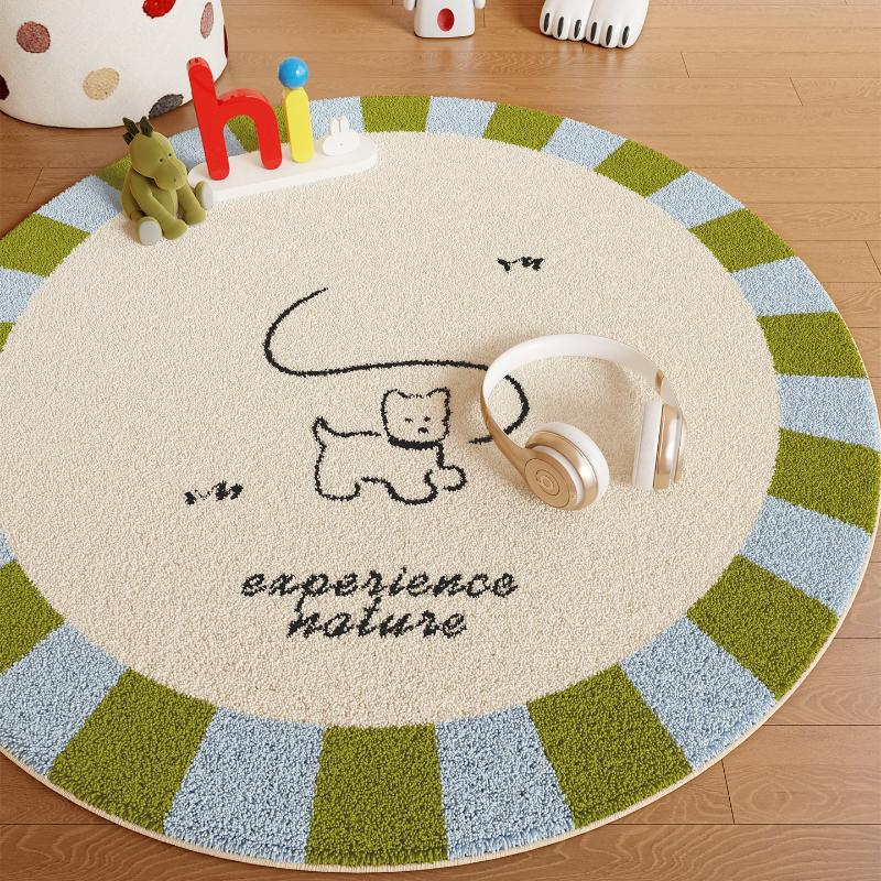 Puppy Picture Bedroom Decor Cute Carpet Round Carpets for Living Room Thick Plush Lounge Washable Floor Mat Home Fluffy Soft Rug