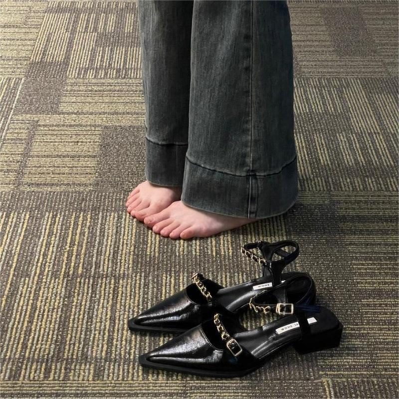 

Высококачественные пустые туфли Мэри Джейн из кожи, женские туфли с одним словом, цепочка, высокие каблуки, босоножки на высоком каблуке 40 чёрный